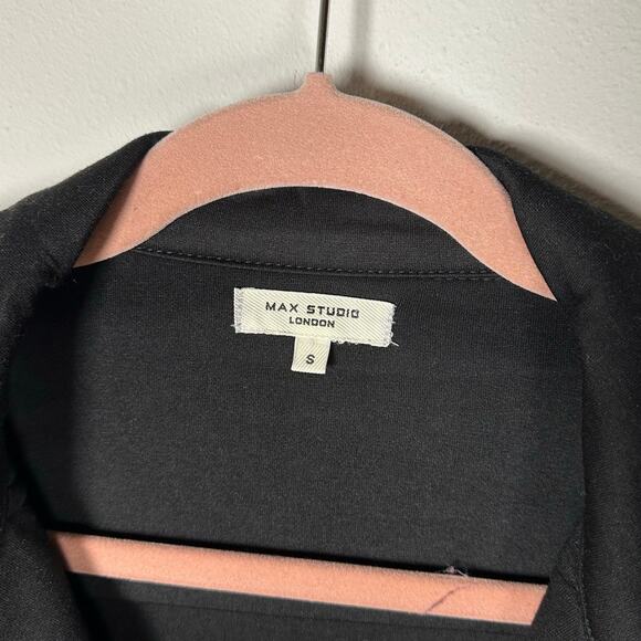 Max Studio London Black Scuba Short Moto Zip Up Jacket Women's Small - Picture 6 of 8